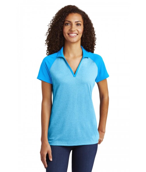 Sport-Tek ® Ladies PosiCharge ® RacerMesh ® Raglan Heather Block Polo. Sport-Tek ® Ladies PosiCharge ® RacerMesh ® Raglan Heather Block Polo.