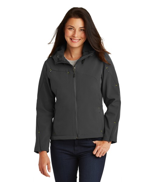 Port Authority ® Ladies Textured Hooded Soft Shell Jacket Port Authority ® Ladies Textured Hooded Soft Shell Jacket